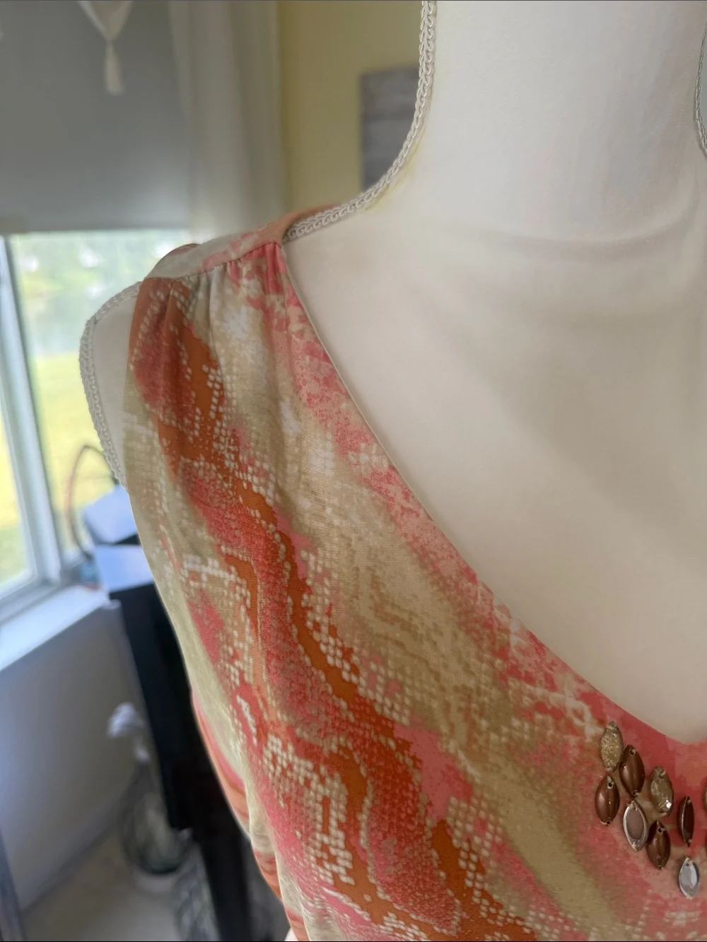 Ruby Road peach cream pastels maxi dress bling detail summer beach womens